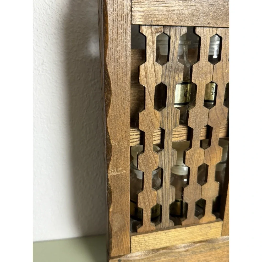 Vintage Japan Wood Spice Cabinet Wall Rack Glass Jars Drawers Apothecary MCM‎